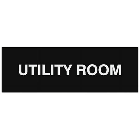 Signs ByLITA Basic Utility Room Sign - Laser-Engraved Lettering | Durable ABS Plastic | Vibrant Colors | Powerful Foam Tape (Black) - Medium