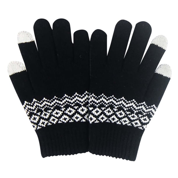 Guantes de invierno para mujer, cálidos, con estampado táctil, de punto, medianos y largos, de acrílico