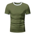 thumbnail image 4 of Big and Tall Shirts for Men Summer Fashion Color Matching T Shirt With Short Sleeves And Round Neck Plain T Shirts for Men Big Tall Striped Long Sleeved Shirt Man Workout Loose Fit XL, 4 of 5