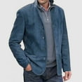 thumbnail image 2 of Fgnfyis Mens Jacket Fall Winter Wool Blend Coat Overcoat Classic Retro Casual Long Sleeve Outerwear Winter Coats for Men Blue XXXL, 2 of 5