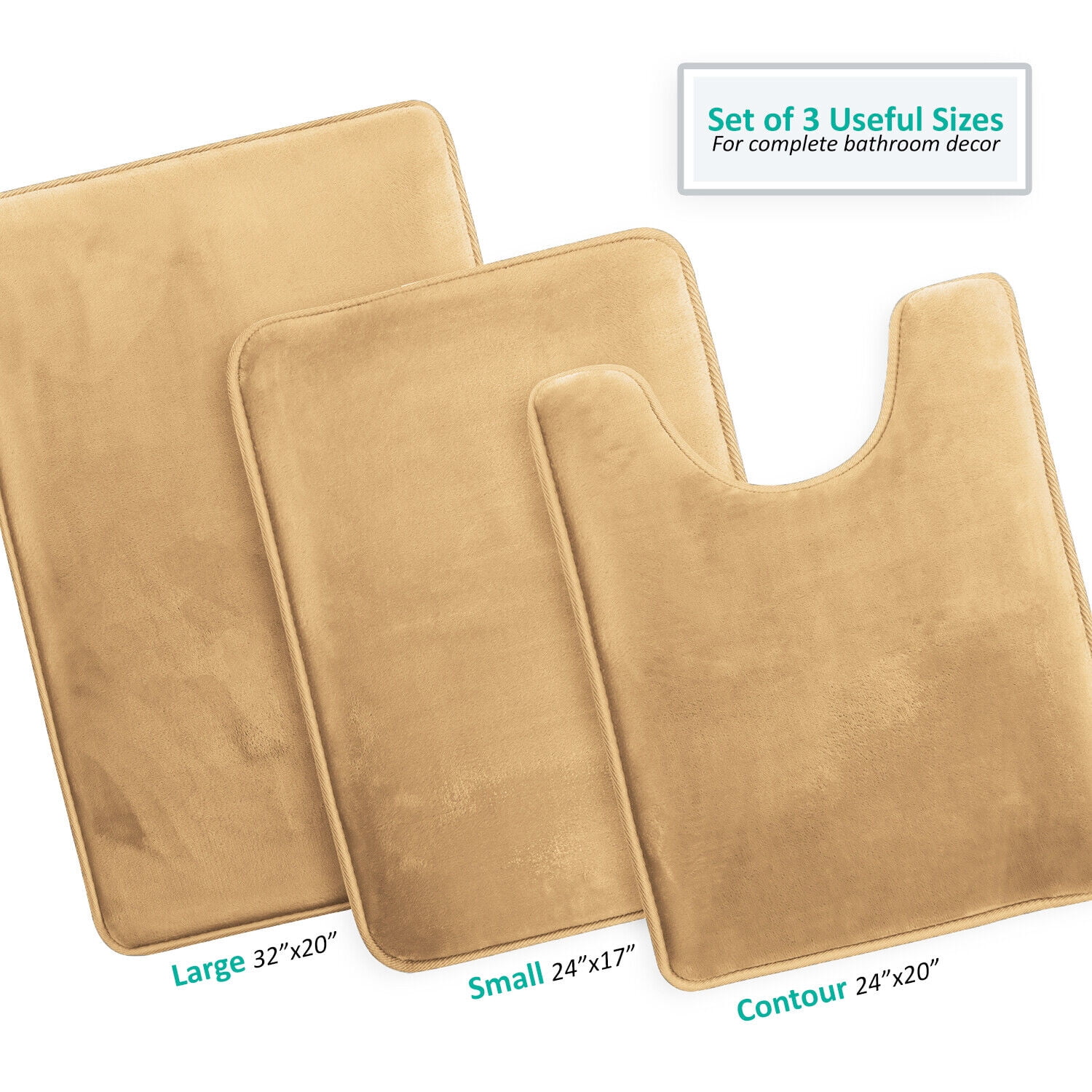 YouLoveIt Memory Foam Bath Mat Non Slip Bath Rug Bathroom Mat Set of 3, Shower Carpet Rug, 3 Piece Soft & Dry Bath Mat Sets for Bathroom Washable Carpets Set