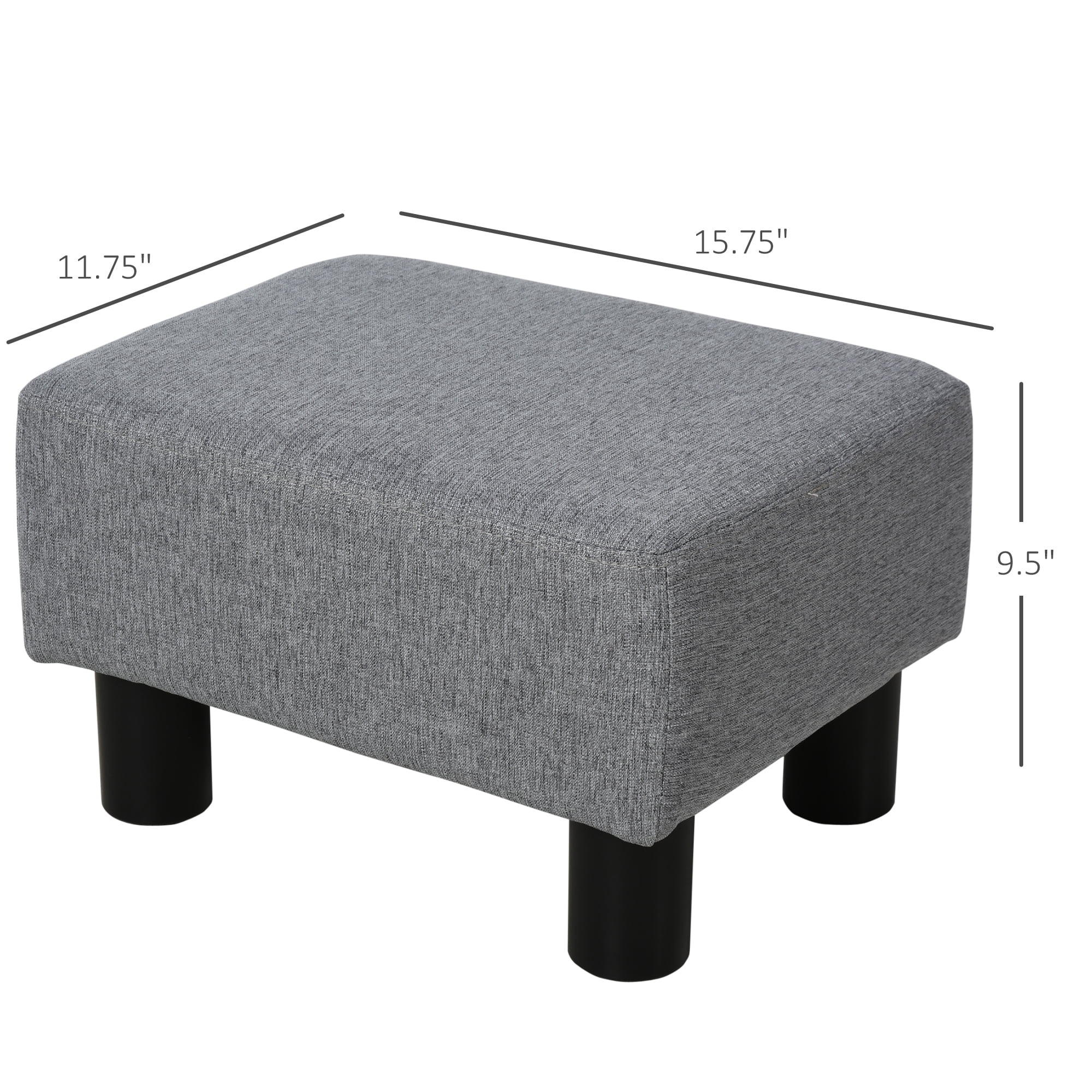 HOMCOM Ottoman Foot Rest, Small Foot Stool with Linen Fabric Upholstery