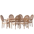 thumbnail image 2 of Noble House Braemere Fabric Upholstered Wood and Cane Expandable 7 Piece Dining Set, Natural Brown and Beige, 2 of 17