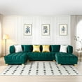 thumbnail image 2 of Marigold Green Velvet U-Shaped Double Chaise Sectional Sofa Gold or Silver Legs, 2 of 7