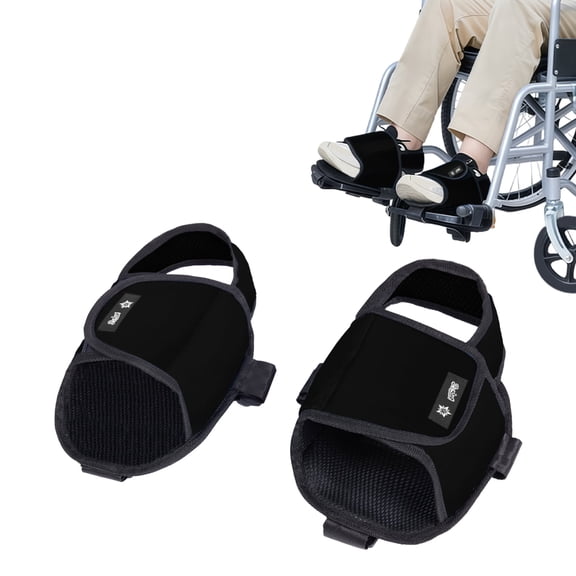 CAVENDY Wheelchair Restraint Shoes Breathable Oxford Fabric with Adjustable Straps, Prevents Feet from Sliding Off, Easy to Wear Wheelchair Shoe Holder for Disabled & Rehab Patients