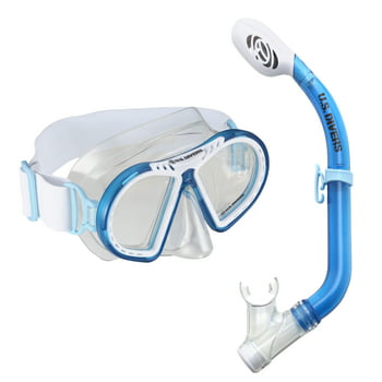 U.S. Divers Toucan Junior Kid's Snorkeling Combo Ages 6+, Blue and White  and Snorkel Included