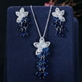 thumbnail image 2 of Royal Blue CZ Stone Earrings Necklace Sets Drop Tassel Round Heart Shape Jewelry, 2 of 9