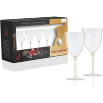 Posh Setting 7oz, Gold Glitter Plastic Wine Glasses Hard Plastic Disposable Stemware, Drinking Cups with stem for Toasting, Weddings parties Plastic Wine cups for Home [8 Pack]