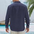thumbnail image 4 of Cotton Linen Shirt for Men Henley Neck Solid Color Lightweight Breathable Slim Fit Single Breasted Shirt Long Sleeve Button Up Simple Fahion Shirts For Men, 4 of 4