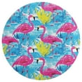 thumbnail image 3 of Flamingo Pattern Washable Round Rug -Circle Area Rugs for Nursery Bedroom, Vintage Non Slip Non Shedding Low Pile Carpet for Living Room Coffee Table Entryway, 3 of 6