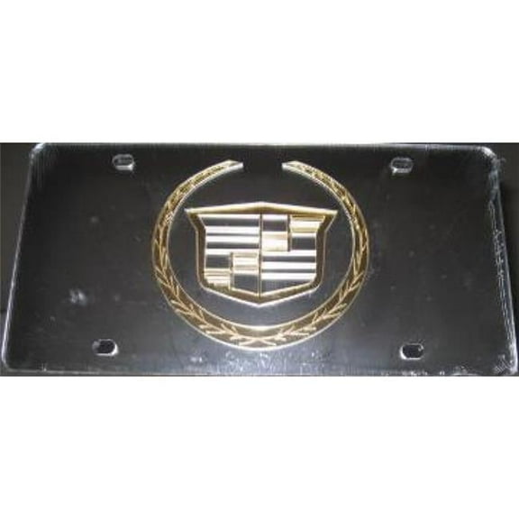 212 Main 6 x 12 in. Cadillac Gold Logo on Silver Laser Cut License Plate