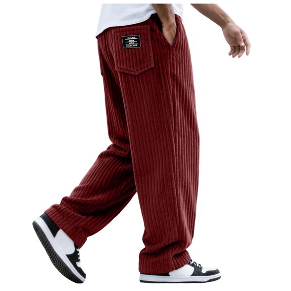 Huioutfit Mens Exercise Pants Men's Sweatpants with Zipper Pockets Lightweight Athletic Workout Pants Soft Casual Lounge Sweat Pants for Mens Wine,S