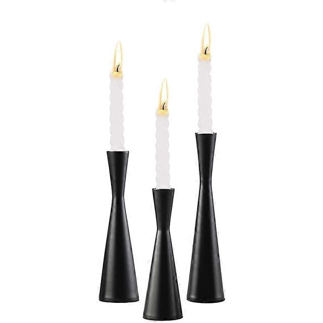 Candlestick Iron Art Small Man Waist Candlestick Matte Black Cone Base Living Room Crafts Decoration