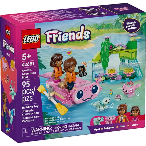 LEGO Friends Axolotl Adventure Boat Building Toy for Girls & Boys - Pretend Play Set for Kids, Ages 5+ - W/Leo Minidoll, Alba Microdoll, 2 Toy Pets, & Accessories - Gift Idea for Birthdays - 42681