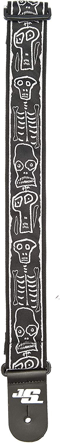 D'Addario Joe Satriani Nylon Guitar Strap - Black/Gray Skull N Bones