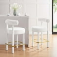 thumbnail image 2 of Counter Stool Chair, Set of 2, White, Velvet, Bar Pub Cafe Bistro Dining Kitchen Hospitality Restaurant, Modern Contemporary Boutique HB36130, 2 of 11