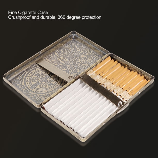 vintage cigarette case brass Versatile Case, Mini Metal Cigarette for 85mm 3.74 Inch King Size 12 Capacity, Sturdy Double Sided Wallets Pocket Card Holder Retro Golden for Birthday Christmas Valentine's Day inspired pocket holder is expertly constructed from high Premium Brass Cigarette Case for