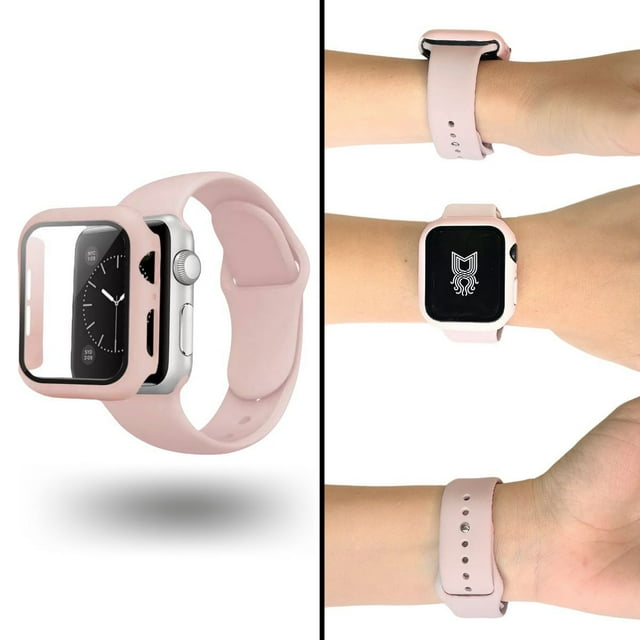 Correa para Apple Watch compatible con 38mm / 40mm de Silicón + Case Protector de pantalla con Cristal Templado. Mamá Pulpo Silicón con case