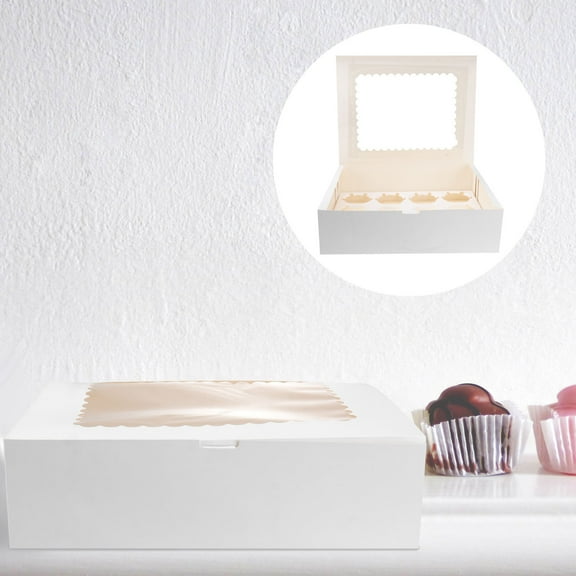 YSNOOWE 5Pcs White Cupcake Box With Window Simple Design For Storage At Party