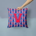 thumbnail image 2 of Letter V Football Harvard Crimson and Yale Blue Fabric Decorative Pillow, 2 of 4
