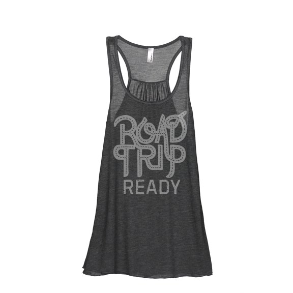 Thread Tank Road Trip Ready Women's Sleeveless Flowy Racerback Tank Top Charcoal Small