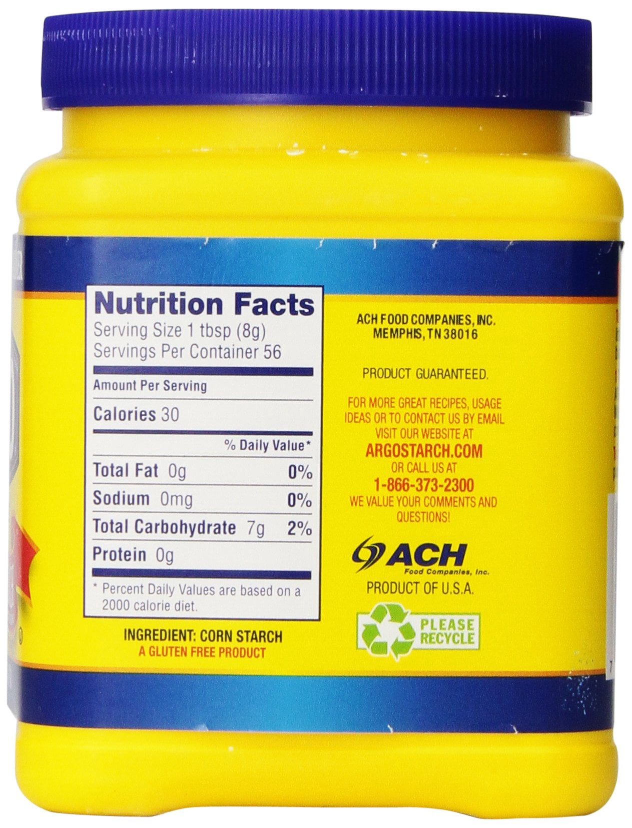Argo 100% Pure Corn Starch 16 oz (Pack of 8)