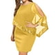 thumbnail image 1 of Vestido de lentejuelas con hombros al aire para mujer talla grande - Gasa asimétrica, cuello en V, elegante para fiestas/bodas, 1 of 6