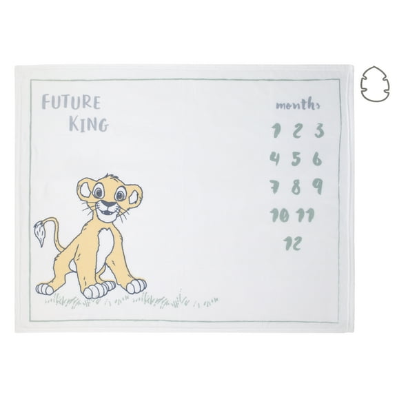Disney Lion King Simba White, Tan, and Grey Milestone Baby Blanket