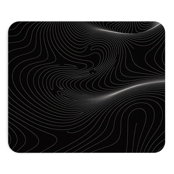 Black and White Minimalistic Mouse Pad 9.2"x8" – Modern Line Pattern, Non-Slip Rubber Base, Stylish Office Desk Accessory
