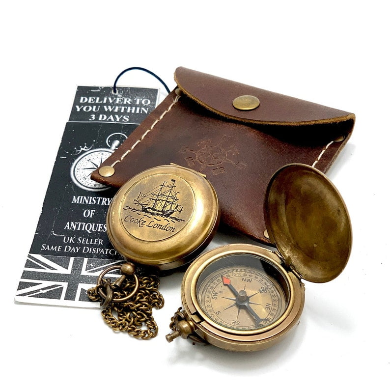 Engraved Personalised Brass Pocket Compass | Handmade Nautical Compass | Christmas, Wedding & Anniversary Gift for Husband, Wife, Him or Her