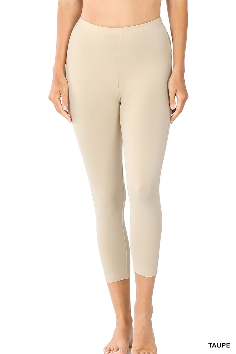 Zenana Women & Plus Premium Cotton Mid-High Banded Capri Leggings - Walmart.com