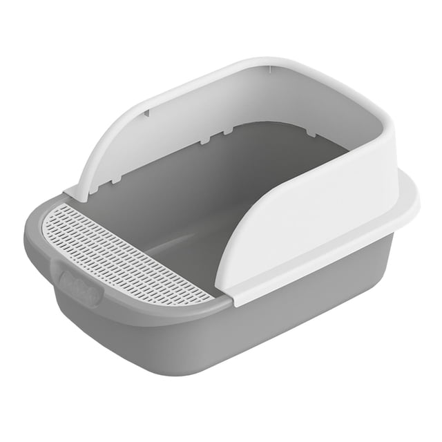 DOLITY Cat Litter Box Toilet Anti ing Semi Enclosed Removable Large Sand Gray52cmx36cmx21.5cm