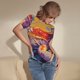 thumbnail image 3 of Fotbe Colorful Gecko Jungle Art Body de Mujer con Cuello Redondo y Mangas Cortas, Sin Mangas Ajustado, Suave, Cómodo y Básico-Medium, 3 of 7