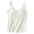 thumbnail image 3 of Workout Clothes for Women , Built In Bra Shirt , Bodysuit with Built In Bra Womens Tank Tops With Built In Bras 2024 Summer Casual Crew Neck Sleeveless Camisole Cotton Padded Workout Tops, 3 of 4