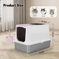 thumbnail image 3 of RIZZARI Enclosed Cat Litter Box: Large Top & Front Entry - High-Sided Anti-Scatter Design - Stainless Steel Odor Control - Easy Clean  Non-Stick Coating- Pink Litter Pan, 3 of 7