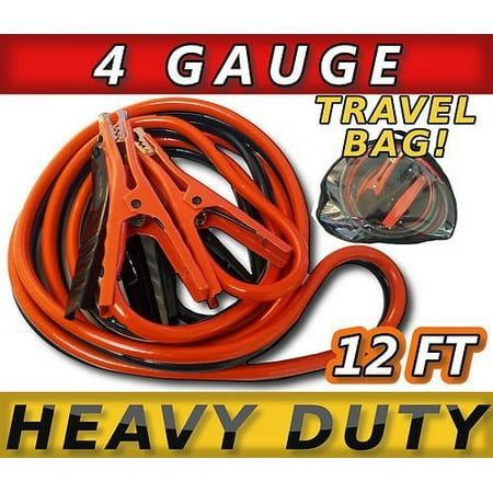 SUPER DUTY 400 amp 4 gauge No Tangle Battery Booster cables 12 feet with FREE travel case Jumper Cables Extra long