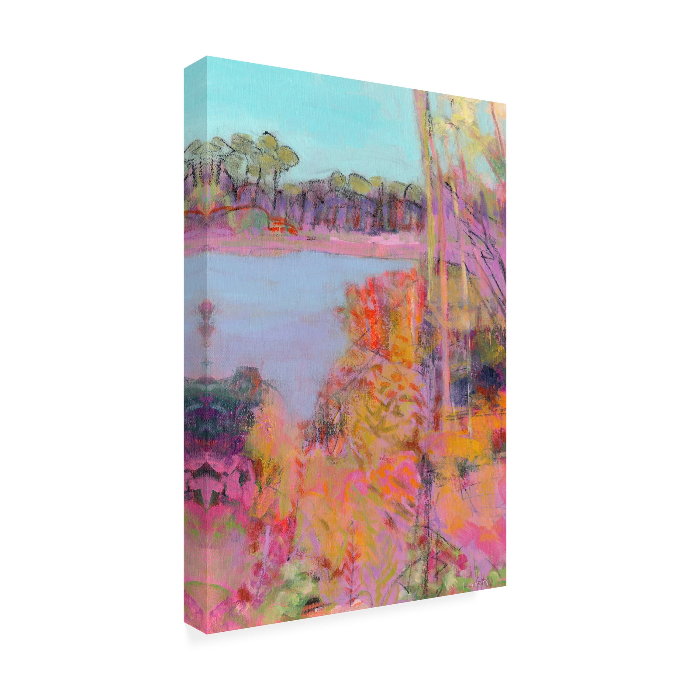 Canvas Wall Art - Chrissie Havers 'Autumn Colours Around A Pond' Wall Art for Living Room, Bedroom, or Office Décor by Trademark Fine Art - 16 x 24 Inches