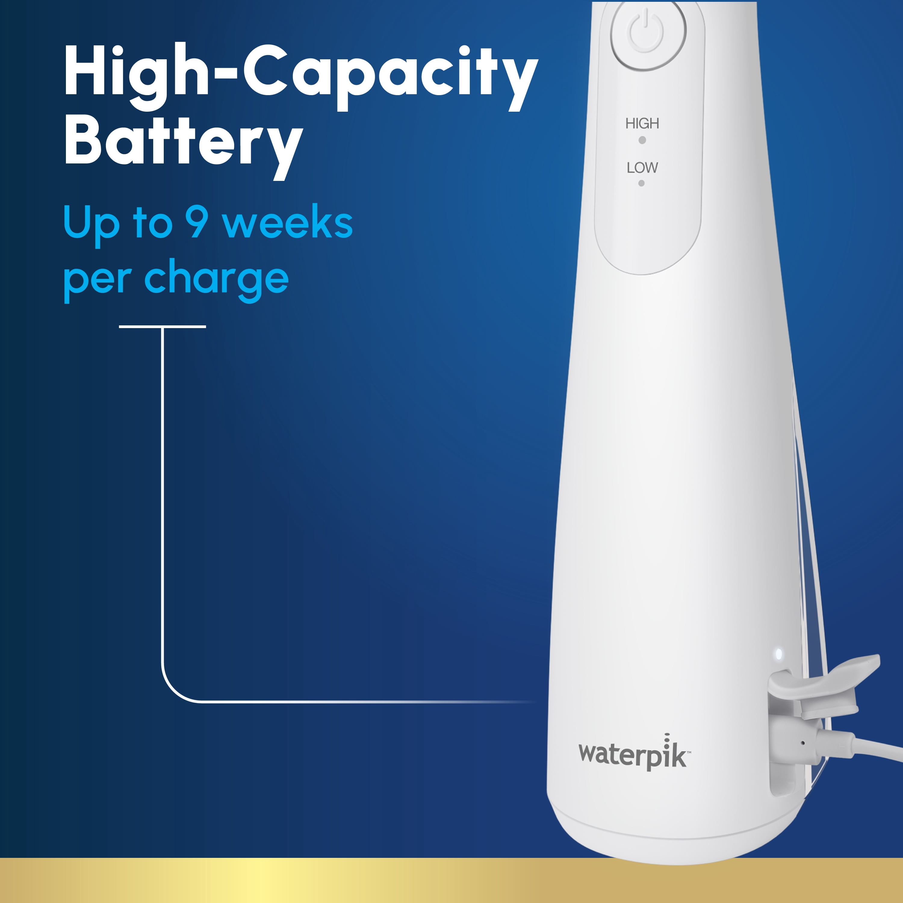Waterpik Cordless Plus 5000 Water Flosser with 2 Settings, 3 Tips, ADA Accepted, White