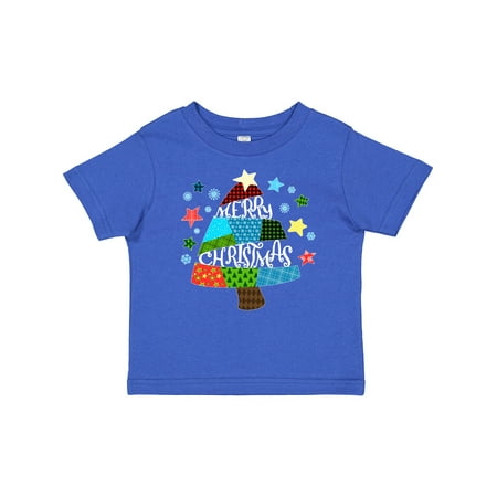 

Inktastic Merry Christmas Patchwork Quilting Tree Gift Baby Boy or Baby Girl T-Shirt