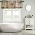 thumbnail image 5 of Rustic Wooden Barn Door Valance Curtain Farmhouse Retro Wood Plank Country Shabby Western Rod Pocket Valance Window Treatments 1 Panel Short Curtains for Kitchen Bedroom 54 x 18 in, 5 of 6