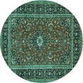 thumbnail image 1 of Ahgly Company Machine Washable Indoor Round Persian Turquoise Blue Traditional Area Rugs, 4' Round, 1 of 4