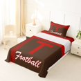 thumbnail image 5 of jejeloiu Boys Ball Sport GamingTwin Sheet Sets For Football Gamer,Red Brown Personalized Initial T Bedding For Kids,3 Pieces, 5 of 6