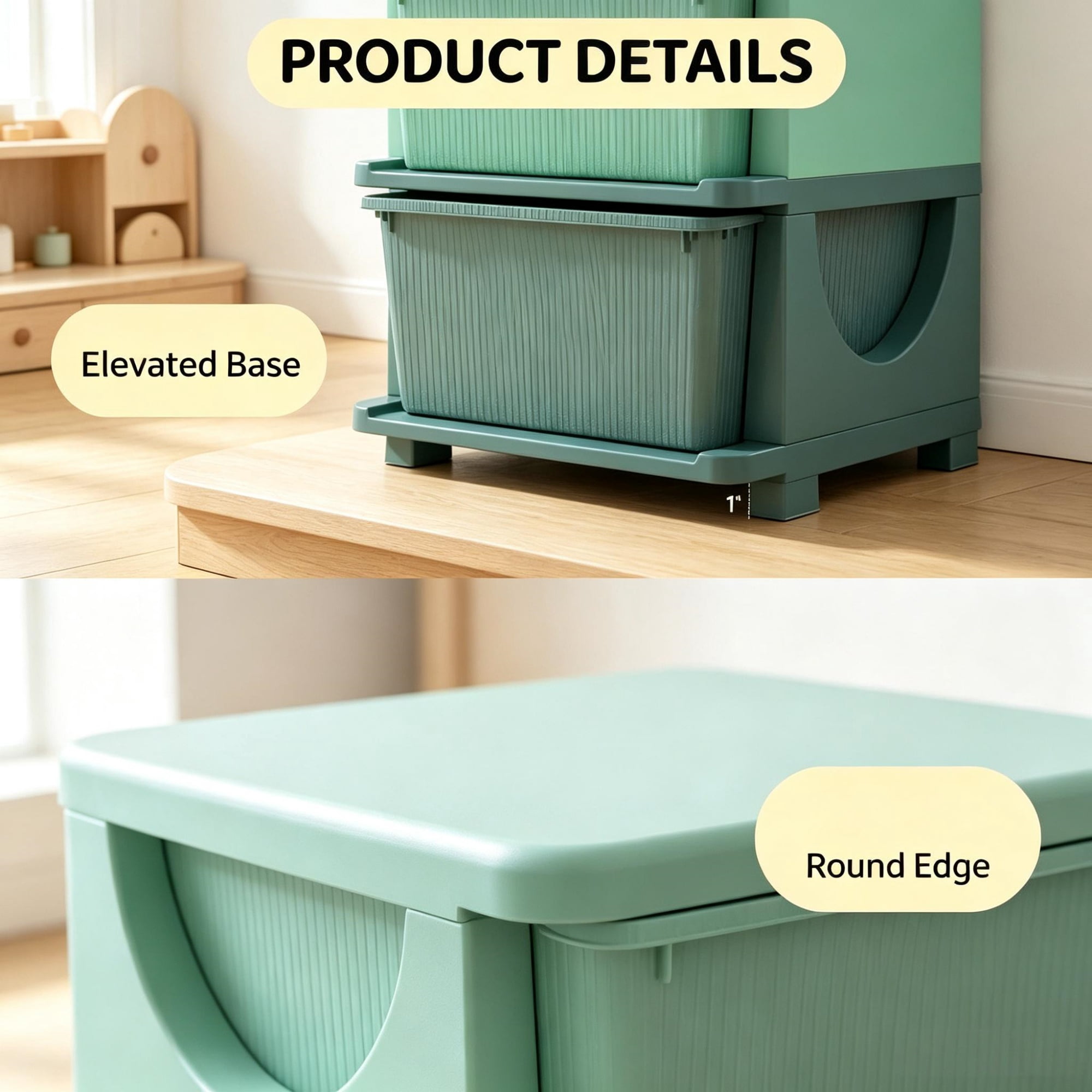 4-Drawer Toy Storage Cubby with 16L Capacity for Kids Bedroom