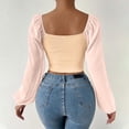 thumbnail image 5 of TASICA Women's Crop Tops V Neck Mesh Front Ruched Blouses Long Sleeve Solid Color Drawstring Tops Soft Lightweightss Cool Blouses 2026 Trendys Clothe, 5 of 9