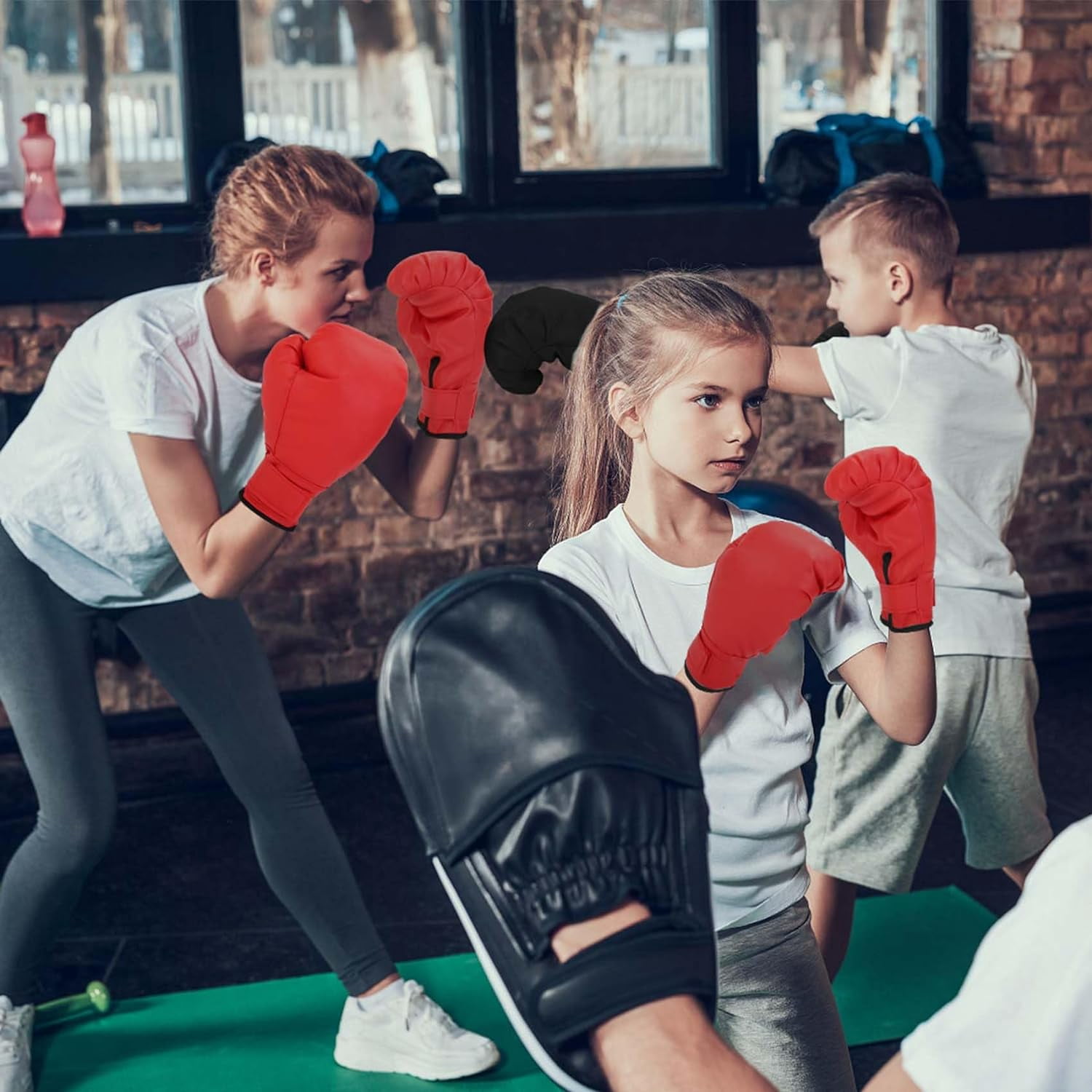 2-Pair Boxing Gloves for Men and Women, Suitable for Beginners and Children, Professional Shockproof Leather Sparring and Training Glove Set