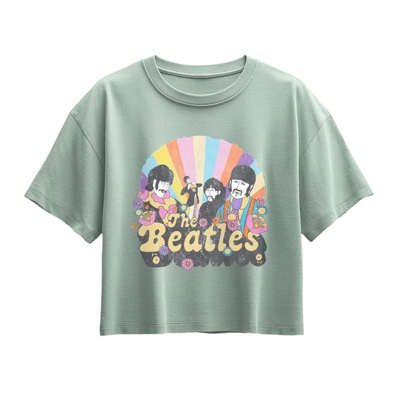 The Beatles - Rainbow Circle Portrait Logo Girls' Short Sleeve Boxy Graphic T-Shirt