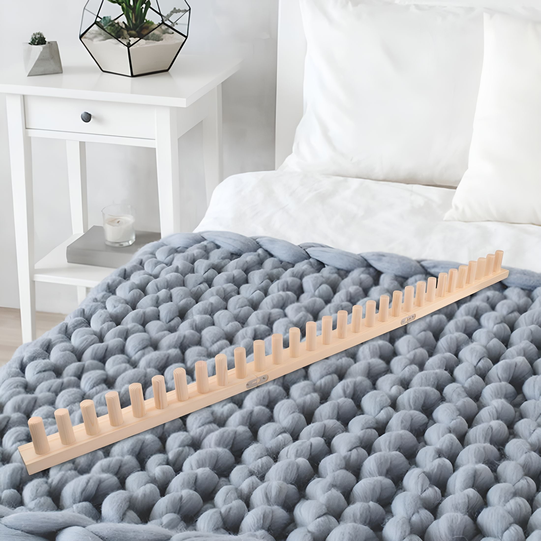 TUWAFE 2026 New Wooden Knitting Loom Frame for Chunky Knit Blankets Diy Knitting Loom Adjustable for Crafting, Knitting Projects, Homemade Blankets, Cozy Decor, Creative Hobbies.