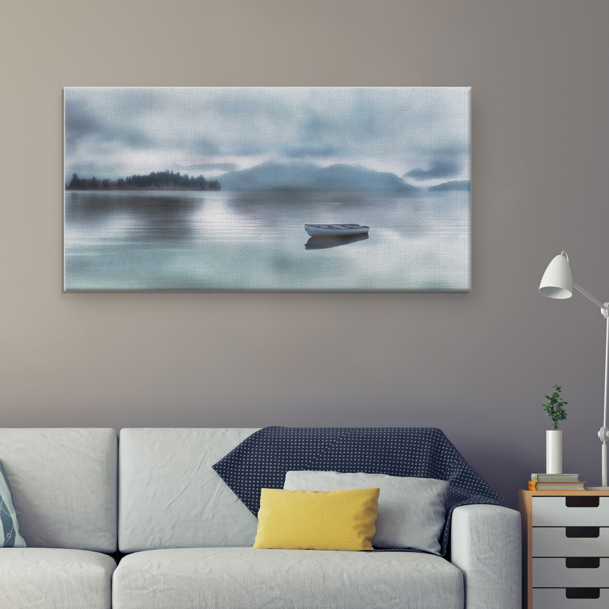 Masterpiece Art Gallery Time For A Break Still Lake By Irene Weisz Canvas Art Print 24" x 48"