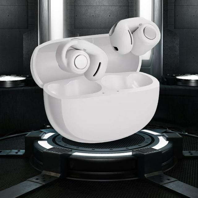 Auriculares Bluetooth Open Ear Clip V5.3 | Auriculares inalámbricos semi-intrauditivos | Resistente al agua, cancelación de ruido, batería de 48 horas | Carga tipo C | Ajuste cómodo | Blanco | 1