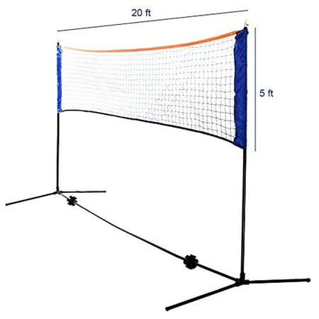 Ivation Volleyball/Badminton Set Includes 20 - Foot Net, 4 Racquets, 2 Birdies & Carry